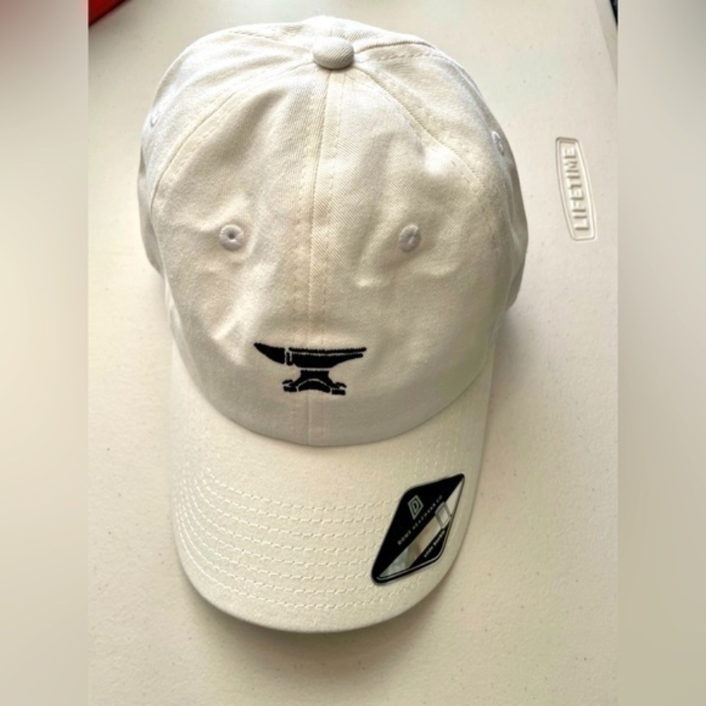 White Ball-cap With Slide Buckle Adjustable Backing